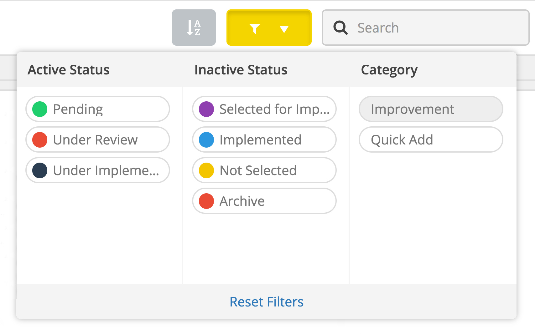 Brightidea Filter by Category